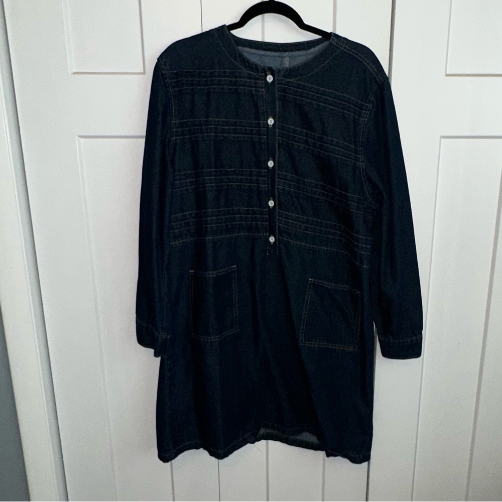 Shein Blue Denim Dress With Interesting Stitching Large